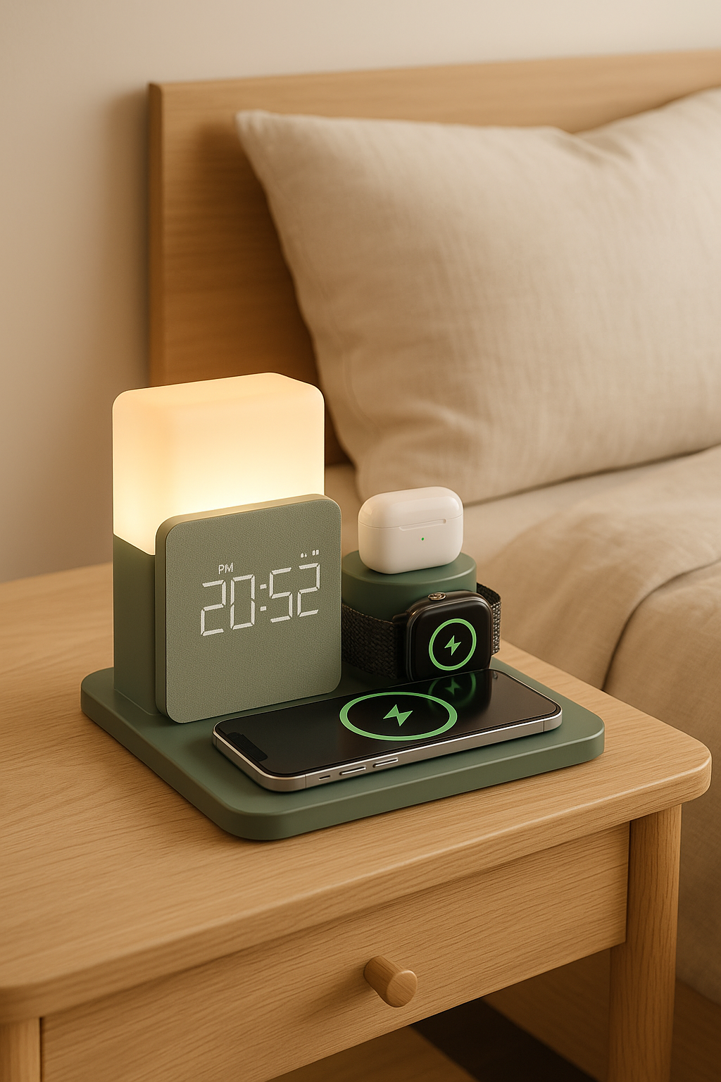 Réveil de charge sans fil 3en1 Smartphone / AirPods / watch